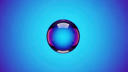 Abstract illustration of a floating sphere with vibrant colors against a gradient blue background