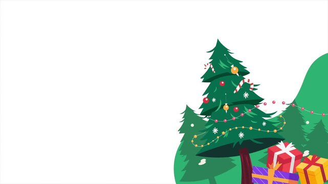 Christmas Tree and Presents Illustration Seasonal Holiday Element