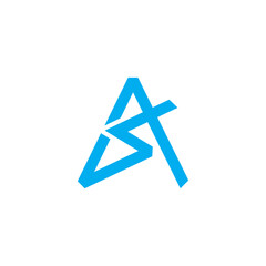 letter sa as simple linked triangle lines logo vector