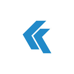letter kf simple stripes geometric blue arrow logo vector