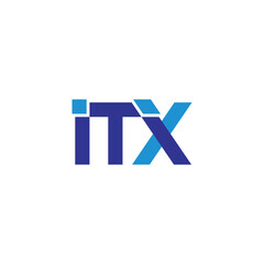 letter itx simple blue link geometric lines logo vector