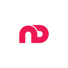 letter nd simple linked loop geometric logo vector
