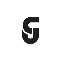 letter gcj simple geometric linked black logo vector