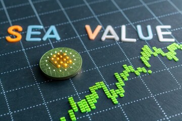 Algae Polymer Bead on Pivot Graph Representing Sea Value