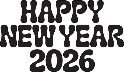 Abstract Wave Typography HAPPY NEW YEAR 2026