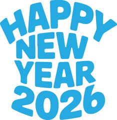 Circle Composition Typography Happy New Year 2026
