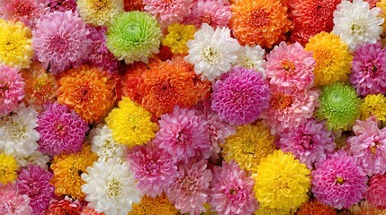 Vibrant multicolored chrysanthemum flowers, a cheerful floral texture.