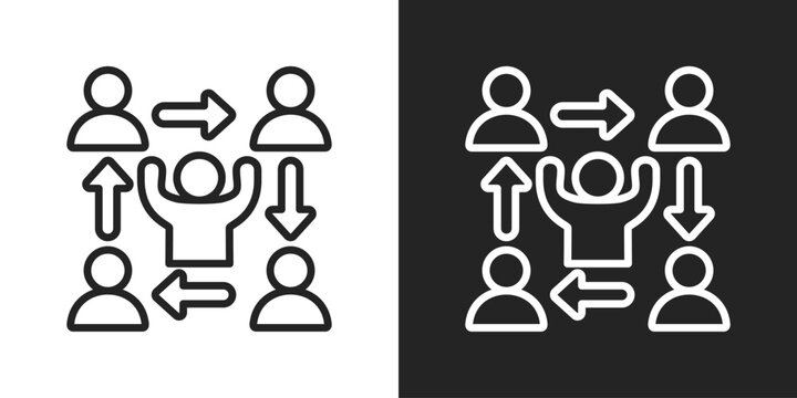 Collaboration Icon In Black And White Line Style