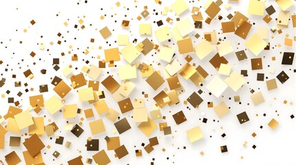 Square metallic gold confetti pieces drifting diagonally