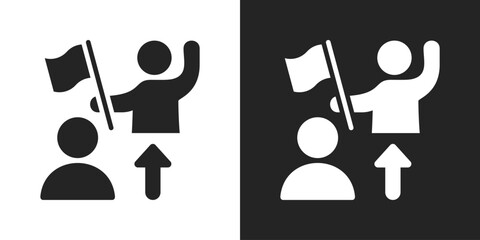Leadership Behavior Icon In Black And White Glyph Style