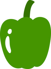 Green Bell Pepper, Vegetable Flat Style Illustration