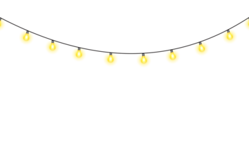 Decorative string of illuminated yellow round light bulbs, creating a warm and festive ambiance for parties, events, cozy celebrations, and special occasions design.