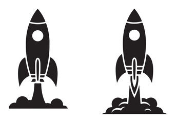 Rocket icon set. business start up symbol. rocket launching sign. vector silhouette