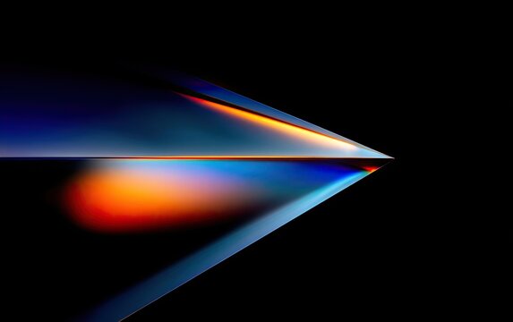 Abstract geometric composition, sleek design, luminous color gradient, sharp angles, dark background
