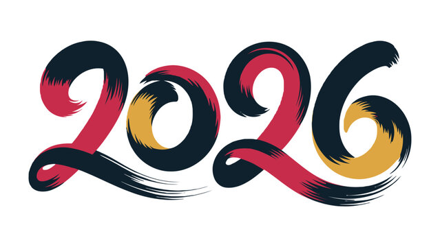 Bold 2026: An expressive artwork that boldly proclaims the number 2026, rendered with dynamic brushstrokes, making a statement for the future. 