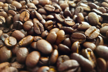 Close-Up of Roasted Coffee Beans for Beverage Inspiration and Design
