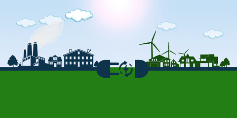 Power outage in a certain area of the city, energy sobriety, reduction of global electricity consumption, city concept.