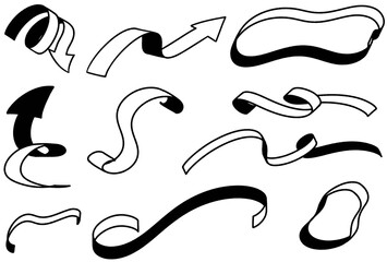 うねうねリボンの個性的なあしらいセット　黒