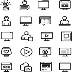 Modern Web Icons Set | Minimal UI Symbols Collection | Clean Flat Line Vector Design
