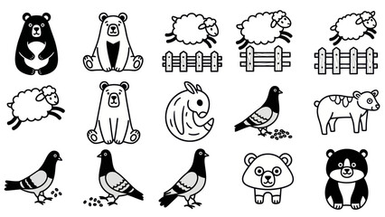 Obraz premium Black and white animal illustrations for design and commercial purposes
