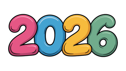 Vibrant Year 2026: The upcoming year 2026, represented by playful, colorful digits that evoke a sense of anticipation and optimism. It's a visual celebration of the future and new beginnings.