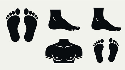 Black silhouette human body parts foot chest vector illustration design