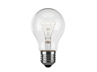 Classic incandescent light bulb isolated on a black background for festive illumination transparent background