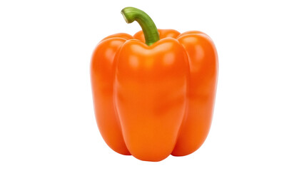 Isolated bell pepper, vibrant orange vegetable with natural stem, a colorful ingredient