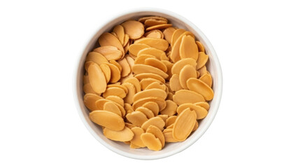 Isolated bowl of dried melon seeds ready to eat as a nutritious crunchy snack anytime