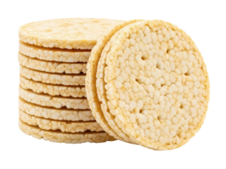 Isolated stack of healthy dry rice cakes snack food for diet nutrition meal close-up view