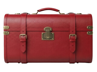 Isolated Leather Trunk Suitcase, Travel Luggage, Storage Container, Antique, Vintage Style