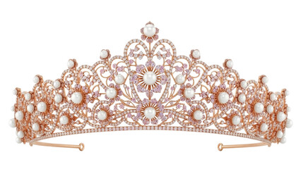 Isolated pearl-and-diamond tiara or crown on a neutral backdrop, perfect for bridal or royalty themes © Ivan