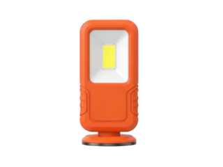 Isolated orange portable work light for construction or emergencies, tool light lamp