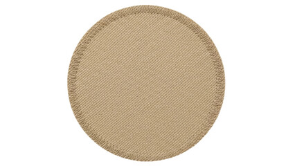 Isolated khaki cotton textile patch with zig-zag edge stitching on seamless background