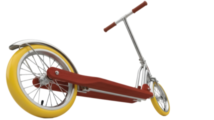 Isolated Scooter featuring retro styling with chrome handlebars and brown grips, vintage transportation