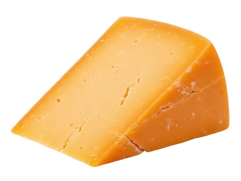 Isolated Wedge of Cheese on Display, Prepared Food with Texture, Delicious, and Nutritious
