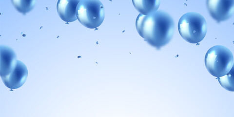 Beautiful blue 3D balloons illustration background vector banner template
