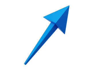 Isolated pointing up arrow sign in blue color, direction to success and achievements
