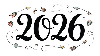Visualizing 2026: An eye-catching illustration showcases the year 2026, surrounded by artistic elements that represent concepts of the future. The image evokes a sense of anticipation and optimism.