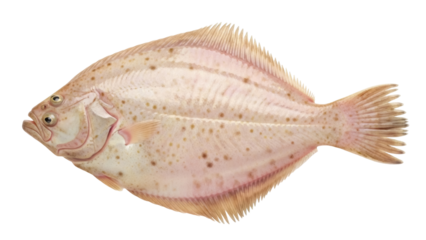 Isolated Illustration of a Spotted Flounder Fish with Brown Spots on its Light Skin