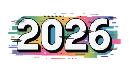 2026 Typography: A vibrant and modern design showcasing the year 2026 in a colorful and eye-catching style.