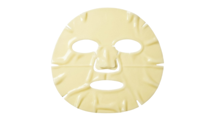Isolated tan sheet face mask for skincare, beauty treatment facial, hydration & nourishment