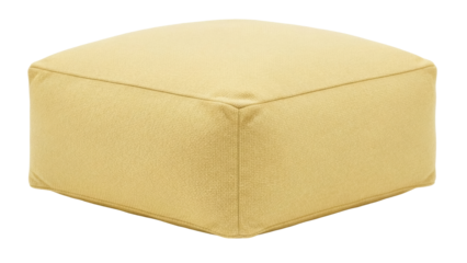 Isolated yellow cushioned cube for seating or decor, casual home interior design element