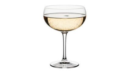 Isolated coupe glass containing bubbly champagne, ready for celebrations and toasting, cool