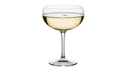 Isolated coupe glass containing bubbly champagne, ready for celebrations and toasting, cool