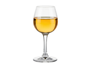Isolated glass filled with light golden liquid beverage, alcoholic or juice based