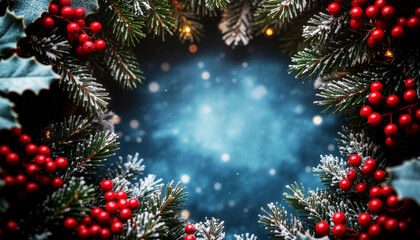 Snowy Evergreen Christmas Frame