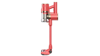 Isolated Red Cordless Vacuum Cleaner for Home Floor Cleaning Use - Domestic Appliance