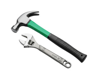 Isolated Hammer and wrench tools for DIY carpentry repair tasks, construction industry