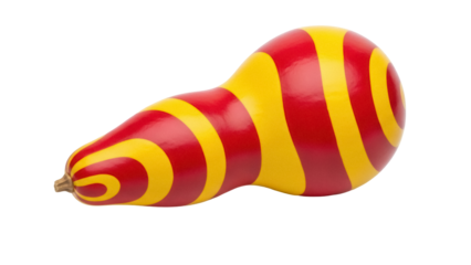 Isolated decorative gourd with red and yellow stripes, organic vegetable for decoration